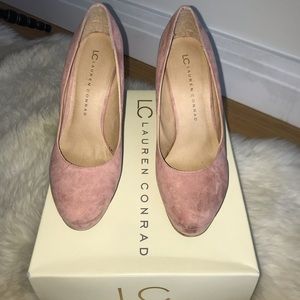Lauren Conrad Pink Suede platform heels